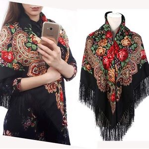 Women's Traditional Scarf Wrap Tassel Shawl